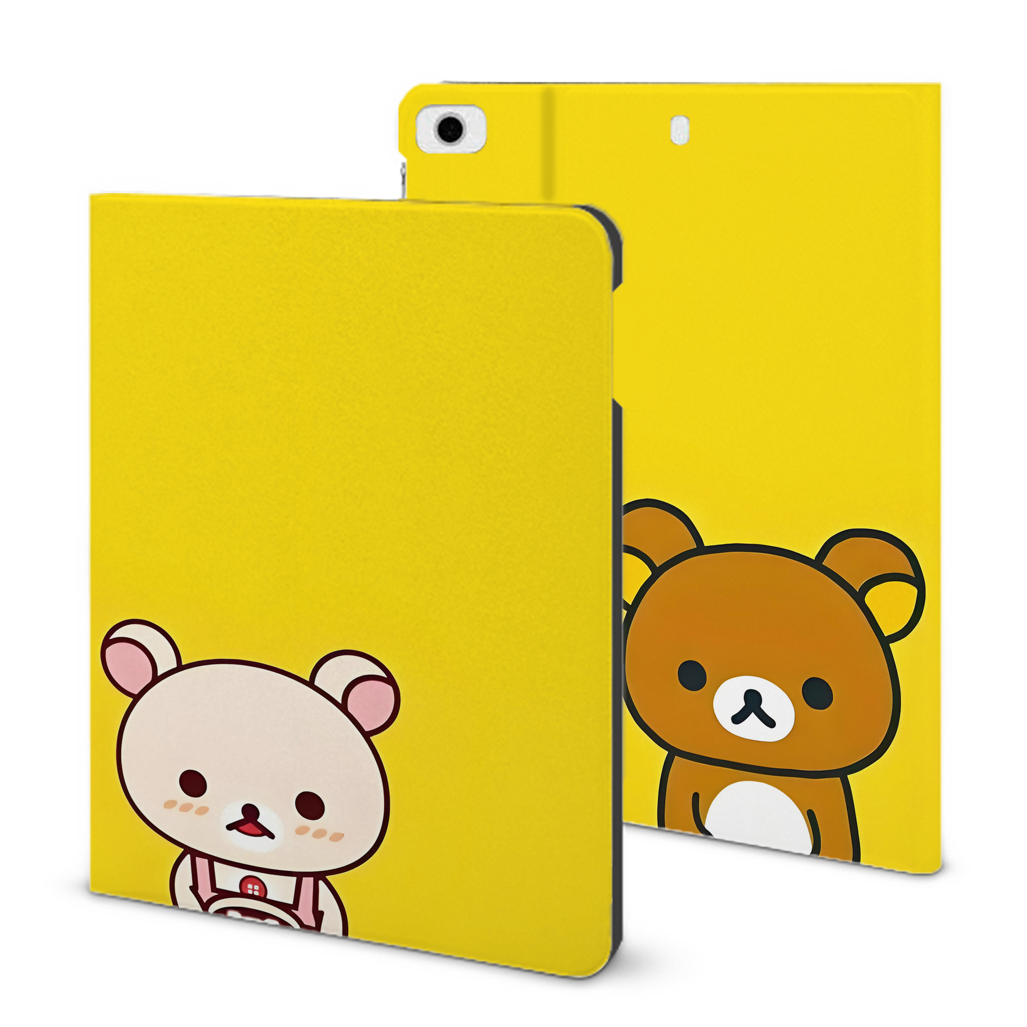 （画像用） リラックマ リラックマ キイロイトリ Rilakkuma Korilakkuma Kiiroitori IPad ケース ブック型 PUレザー TPU 耐衝撃 軽量 薄型 ペン収納なし 全面保護 IPad 各モデル対応